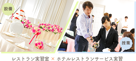 レストラン実習室×ホテルレストランサービス実習